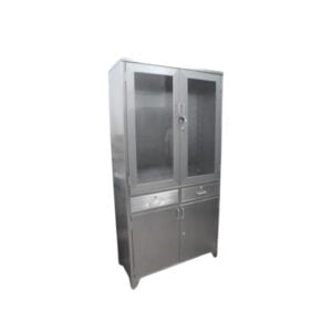 Vitrina de metal y de acero inoxidable de 2 cuerpos para instrumental y material