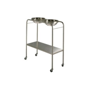 Porta lavatorio doble rodable de acero inoxidable